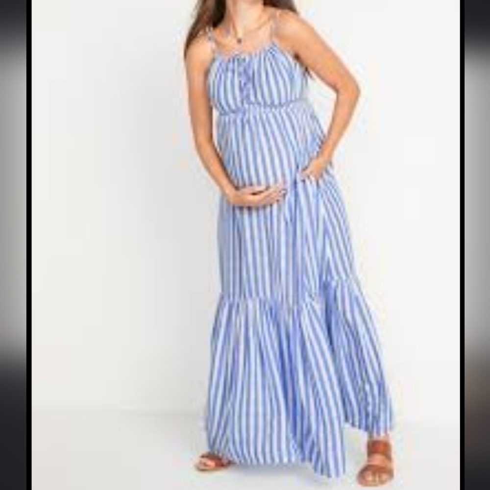Old Navy Maternity Striped Tiered Maxi Dress